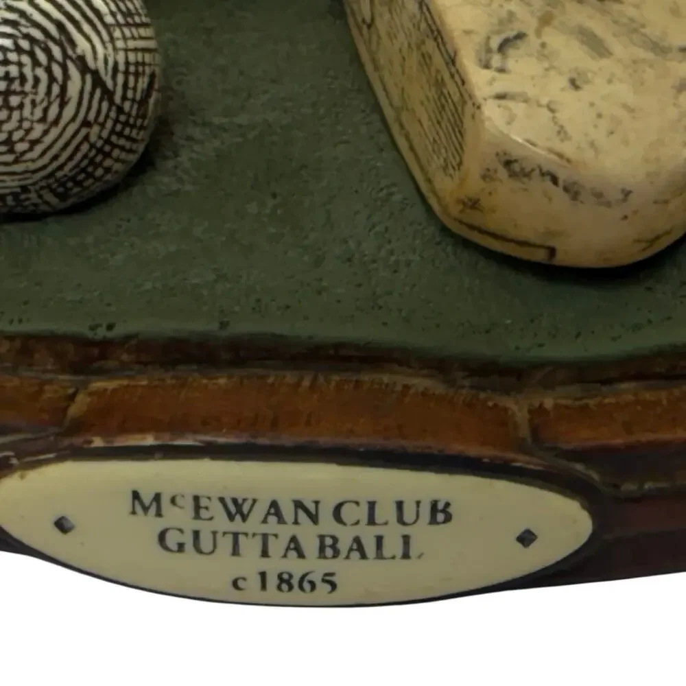 Vintage 90s McEwan Club Guttaball Golf Bookend Wood Display